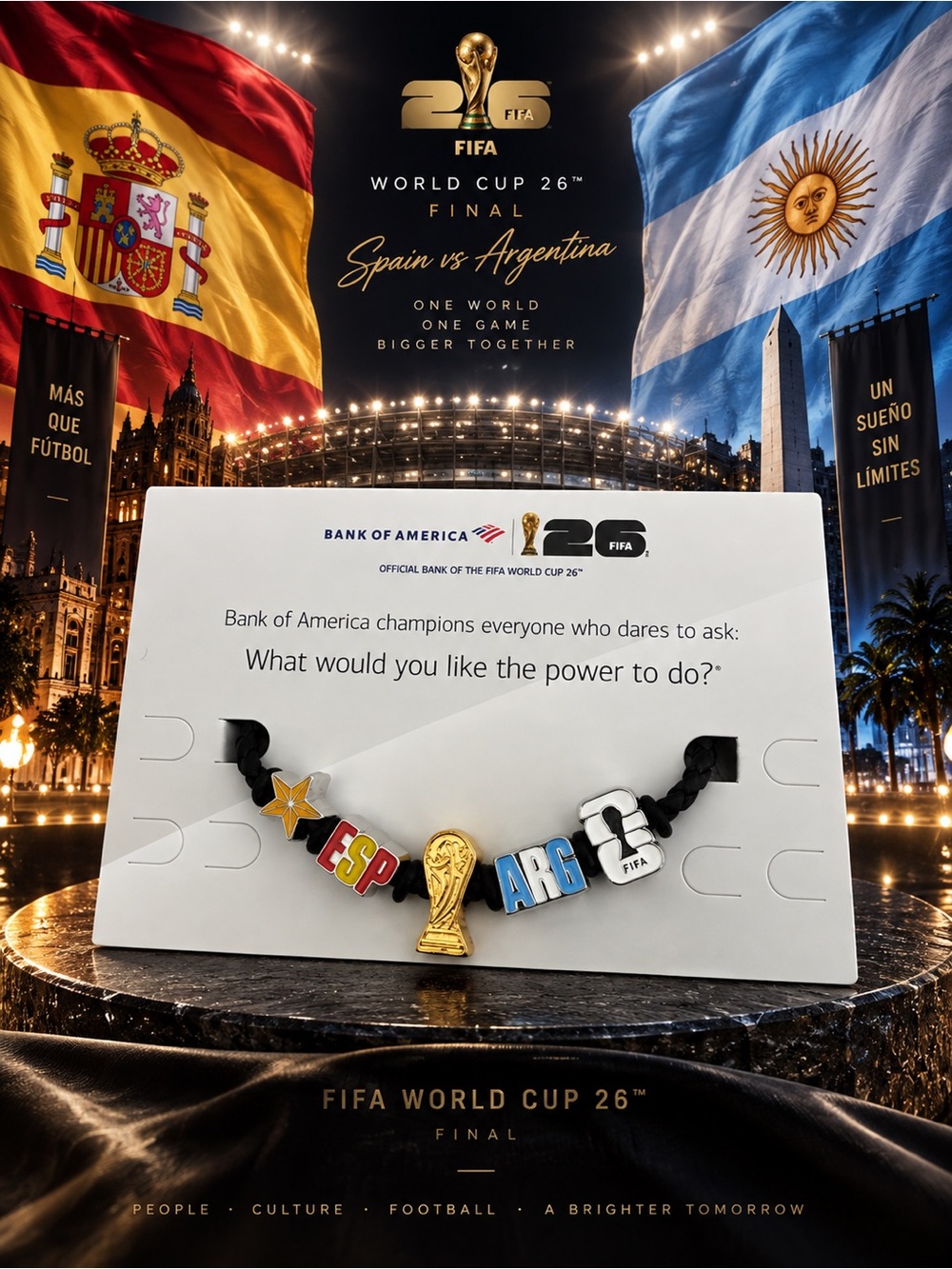 Bank of America FIFA World Cup 2026™ Spain Argentina Black Bracelet